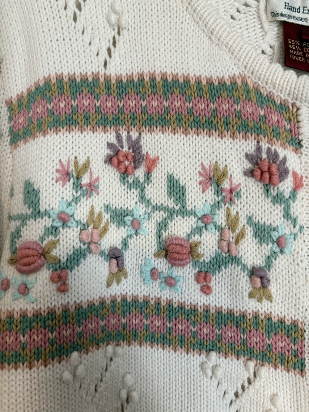 Vintage Susan Bristol Hand Embroidered Cardigan Small Cottagecore Soft Girl - Picture 3 of 5
